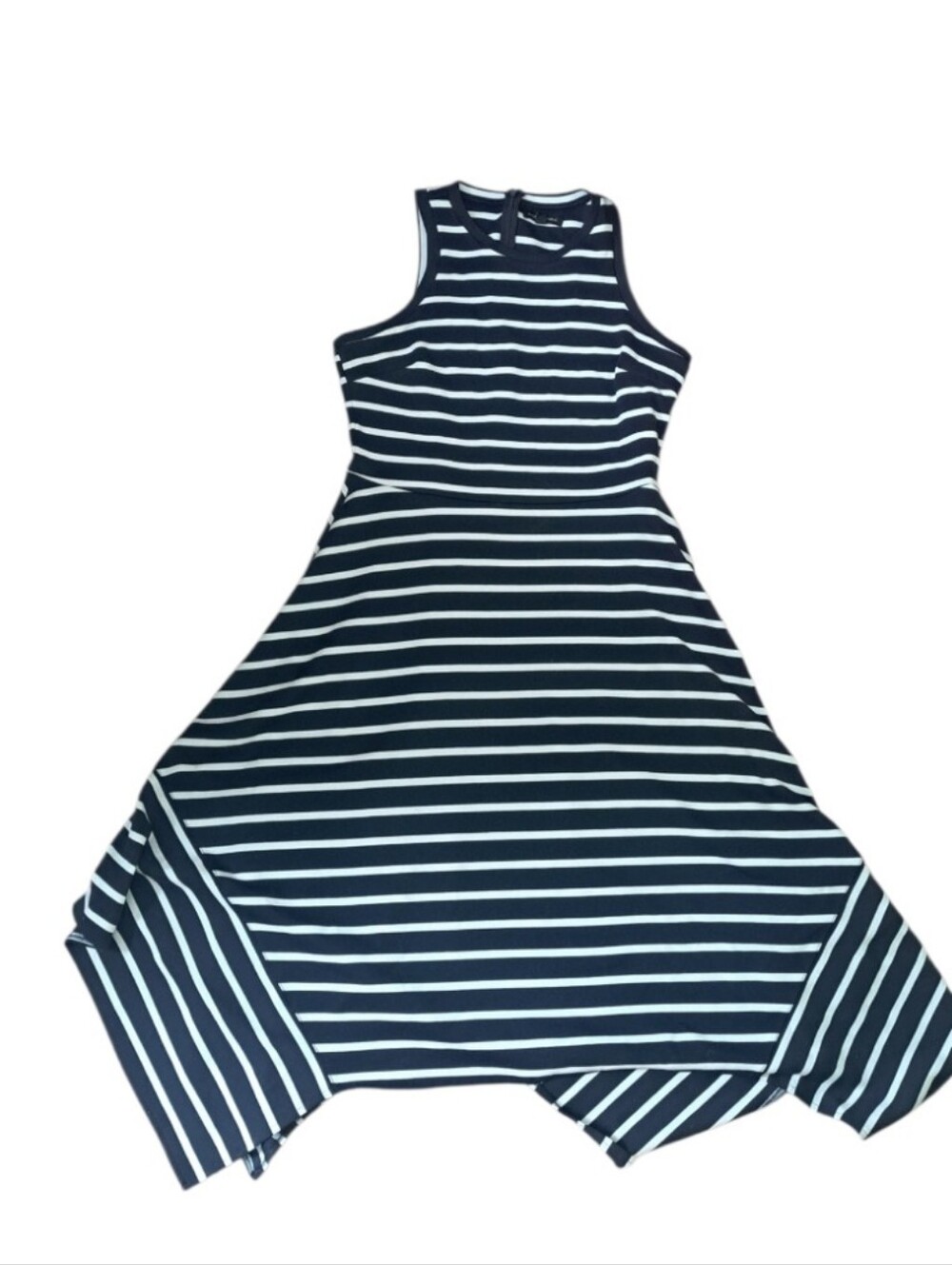 Striped Navy and White Handkerchief Hem Dress